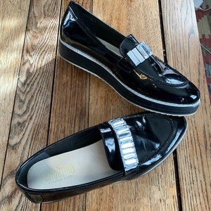 Angelina by De Blossom Collection- Black Patent Leather Shoes, Rhinestones